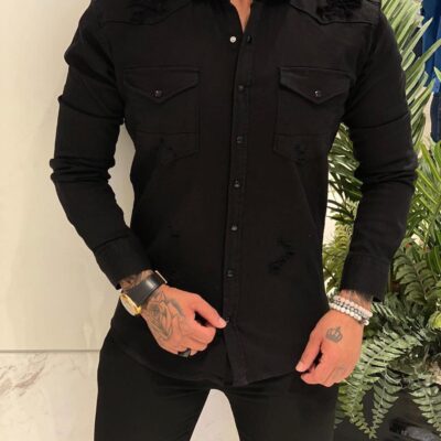Jeans-Hemd black