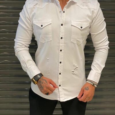 Jeans-Hemd white